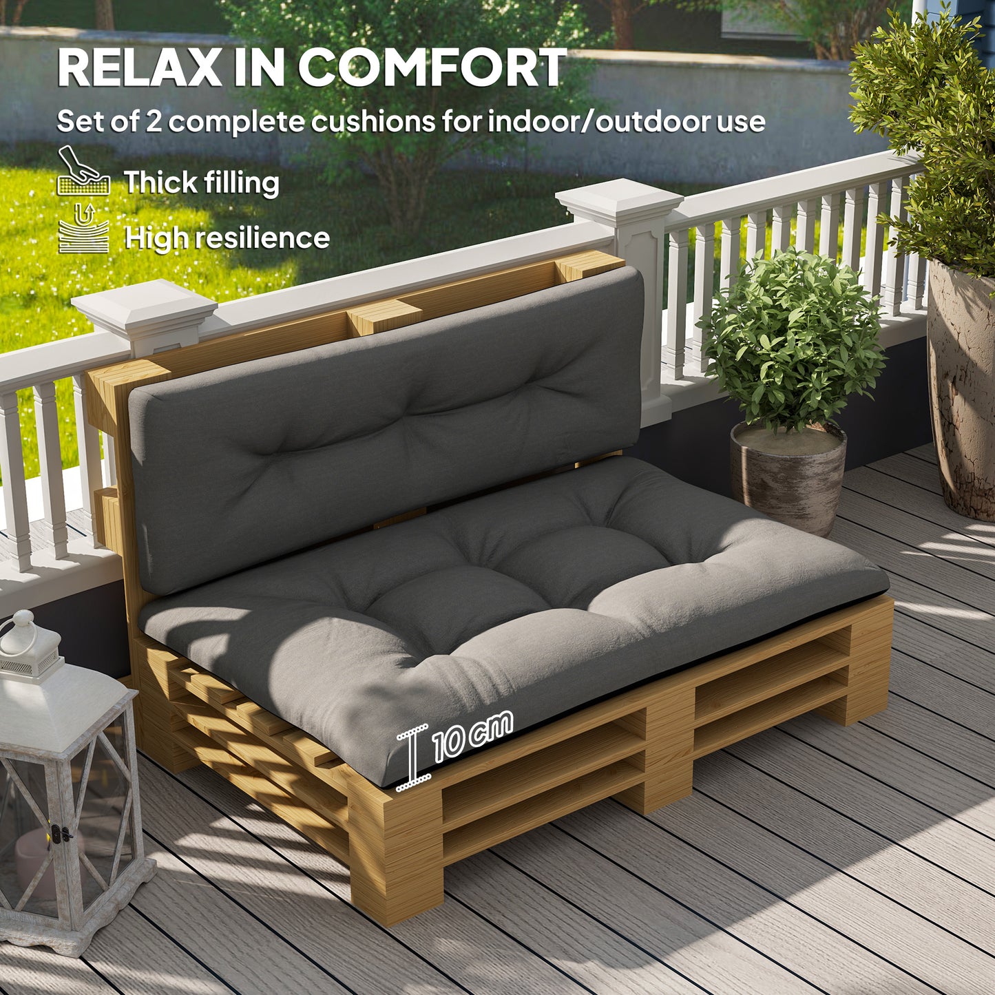 Outdoor 2-Seater Tufted Cushions - Black Replacement Set