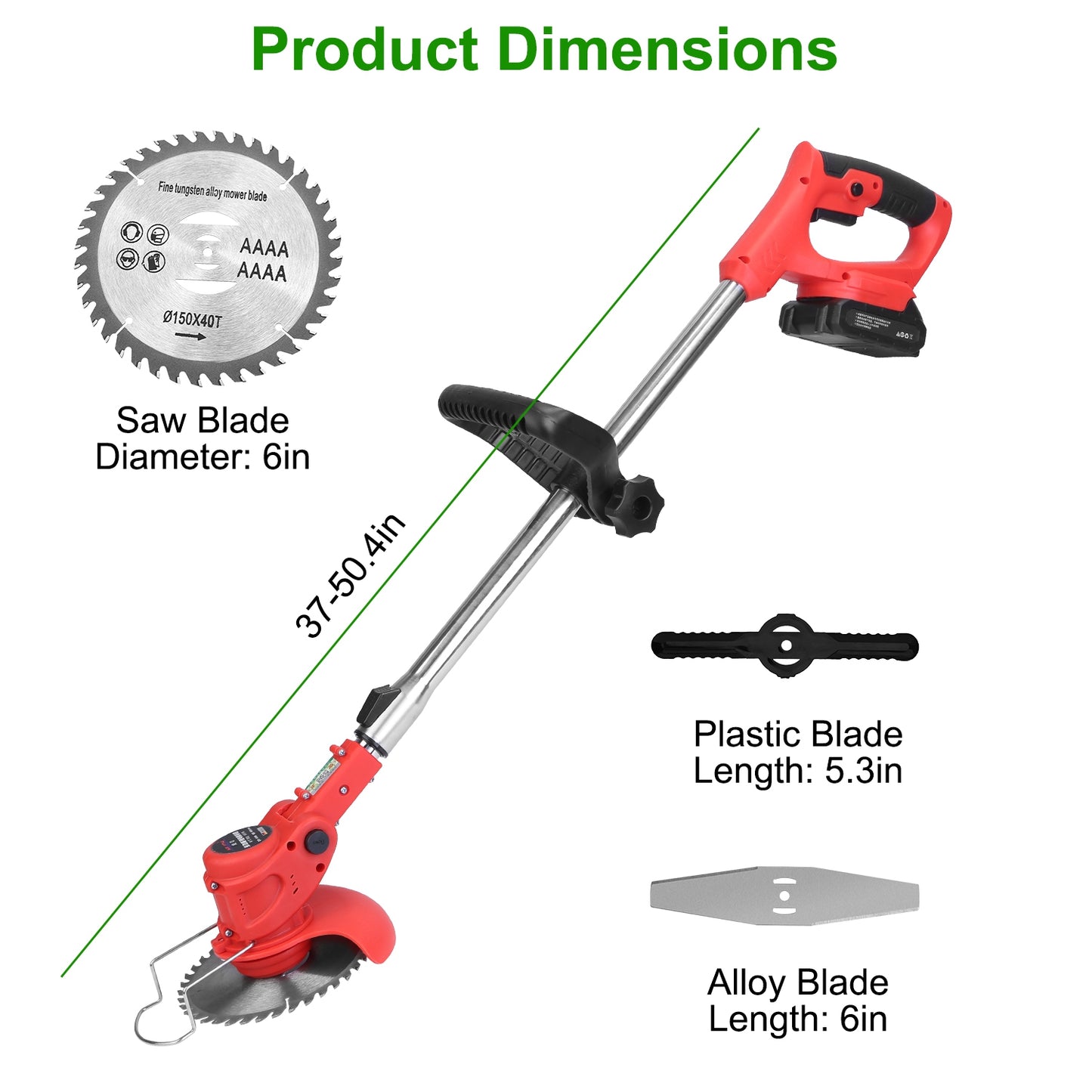 Adjustable Telescopic Weed Trimmer with Power & Safety Features - Cordless Garden Tool