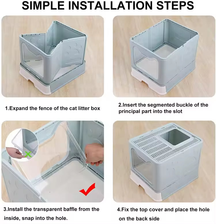 Large Front-Entry Cat Litter Box with Cover & Scoop - Enclosed Pet Furniture