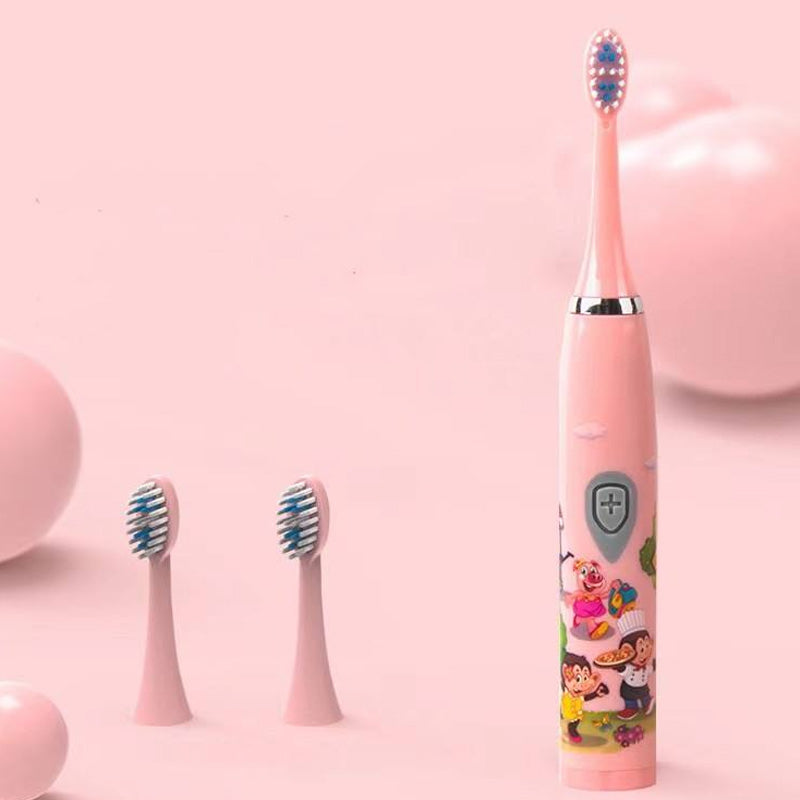 Kids Sonic Electric Toothbrush - Waterproof with 6 Replaceable Brush Heads