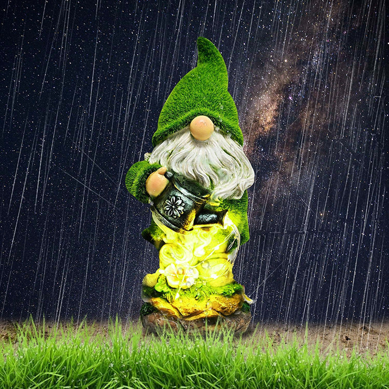 Solar Flocking Garden Resin Ornament for Lawn & Outdoor Decor