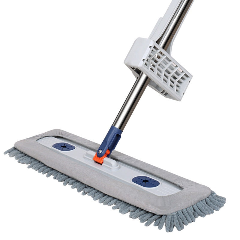 Hands-Free Flat Mop for Wet and Dry Cleaning - Grey, 45cm Stainless Steel Handle