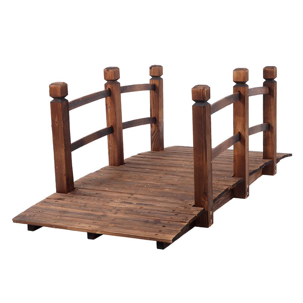 Wooden Garden Bridge Small Outdoor Landscape Bridge Carbonized Finish
