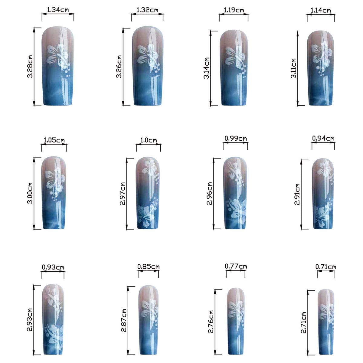 Summer Sea Blue Gradient Rectangle Nail Stickers for Nail Art