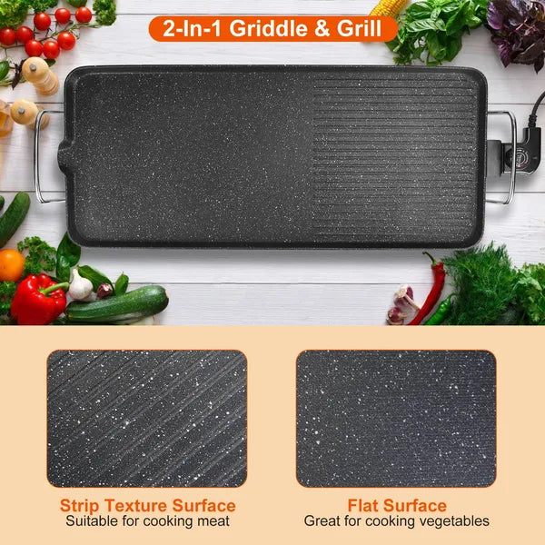 Electric BBQ Grill Hot Plate Non-Stick Tabletop Cooking Griddle for Indoor Outdoor Camping