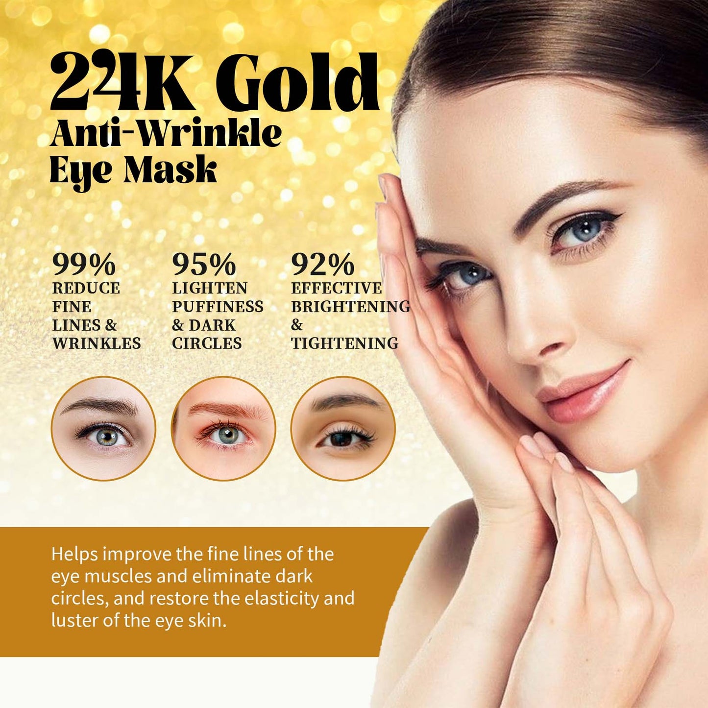 24K Gold Collagen Eye Masks - Moisturizing & Anti-Aging Eye Treatment - 60pcs