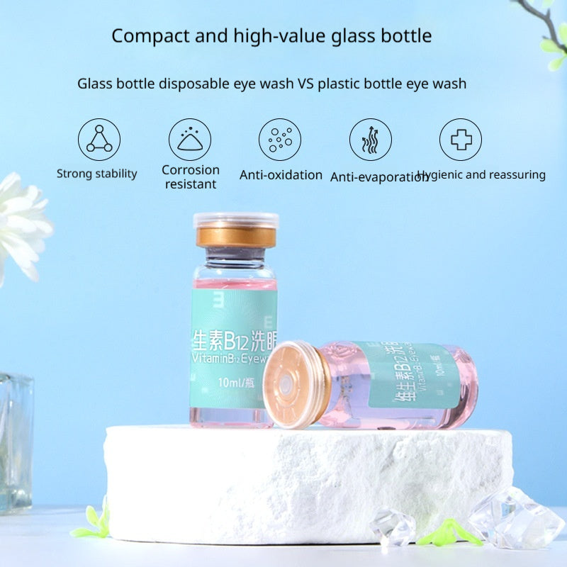 Vitamin B12 Eye Wash Solution Set - Portable 10 Bottles for Eye Care