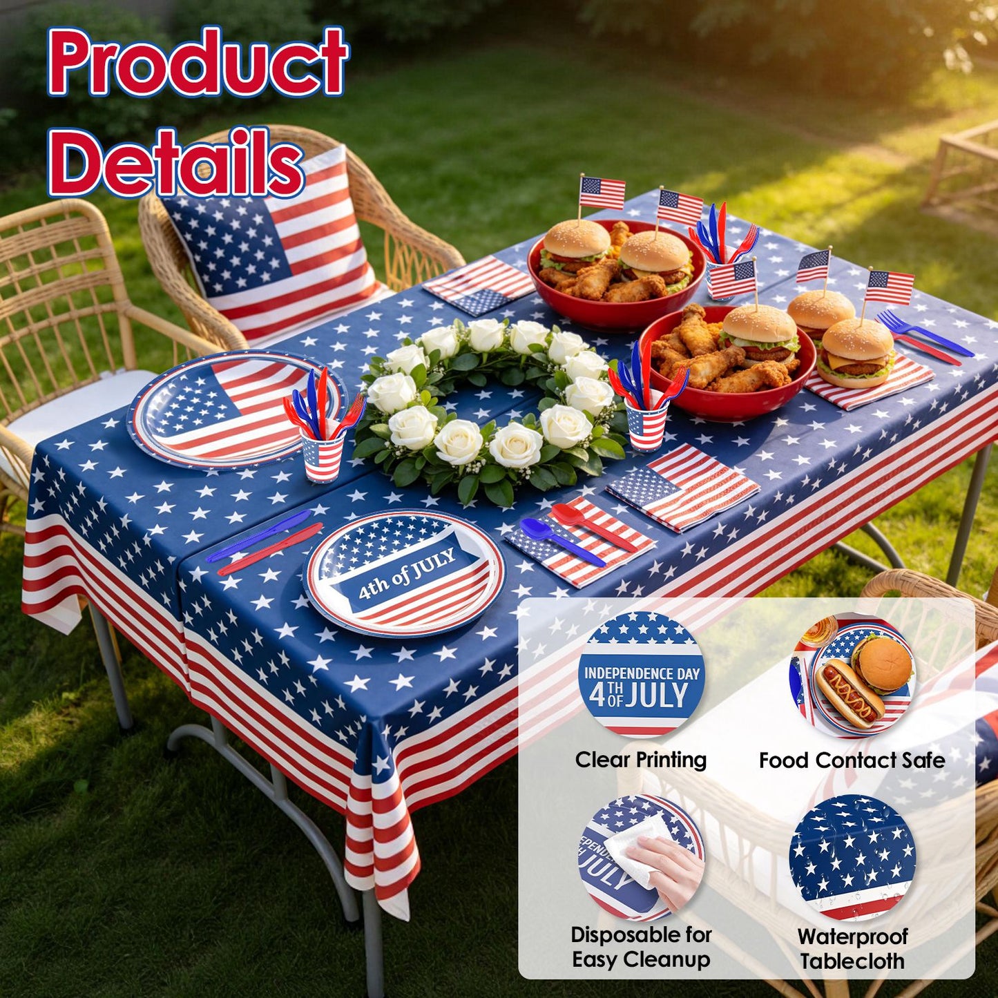 181Pcs Independence Day Party Supplies Set for 24 Guests