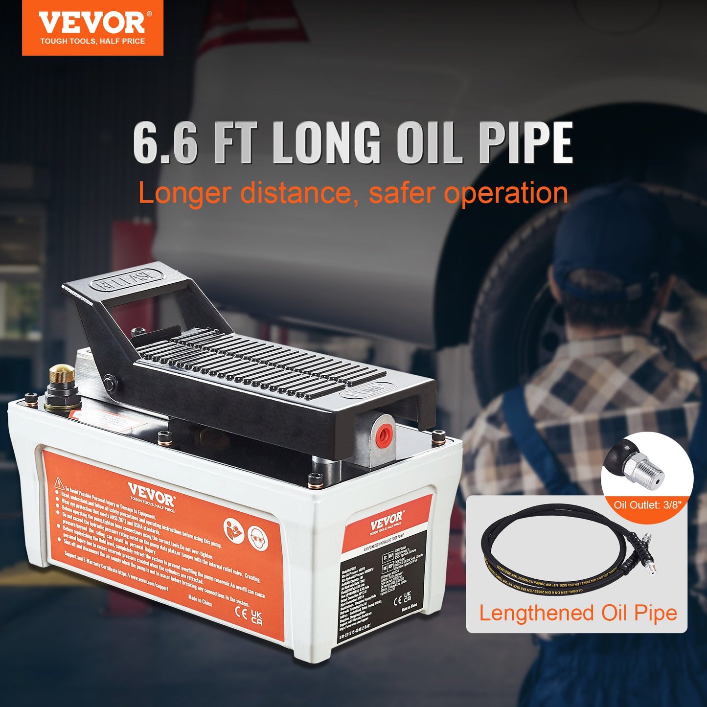 Air Hydraulic Pump 10,000 PSI, Foot Operated for Auto Body & Pulling