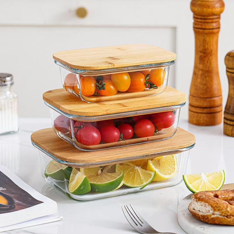 Glass Lunch Box Set with Microwave Heating - Multiple Sizes