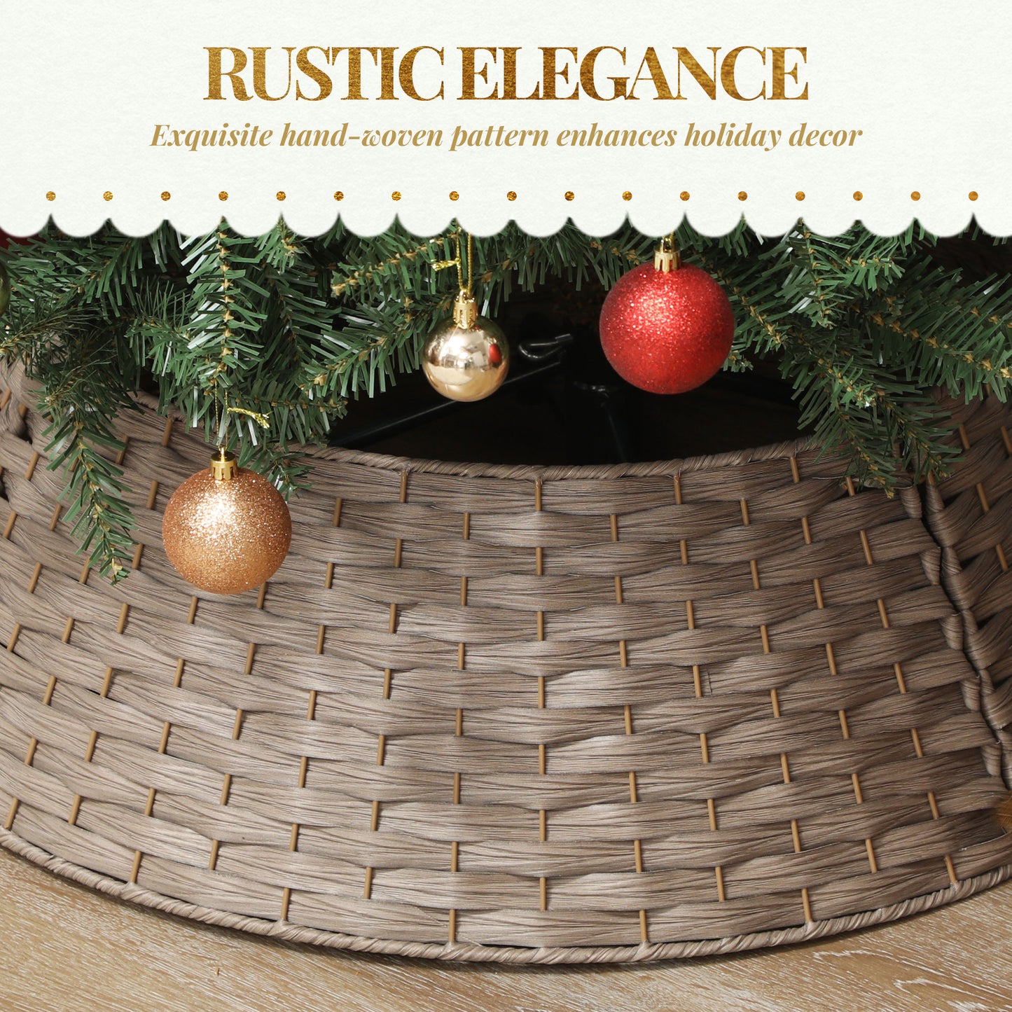 Rustic Christmas Tree Collar - 27 Inch Coffee Color
