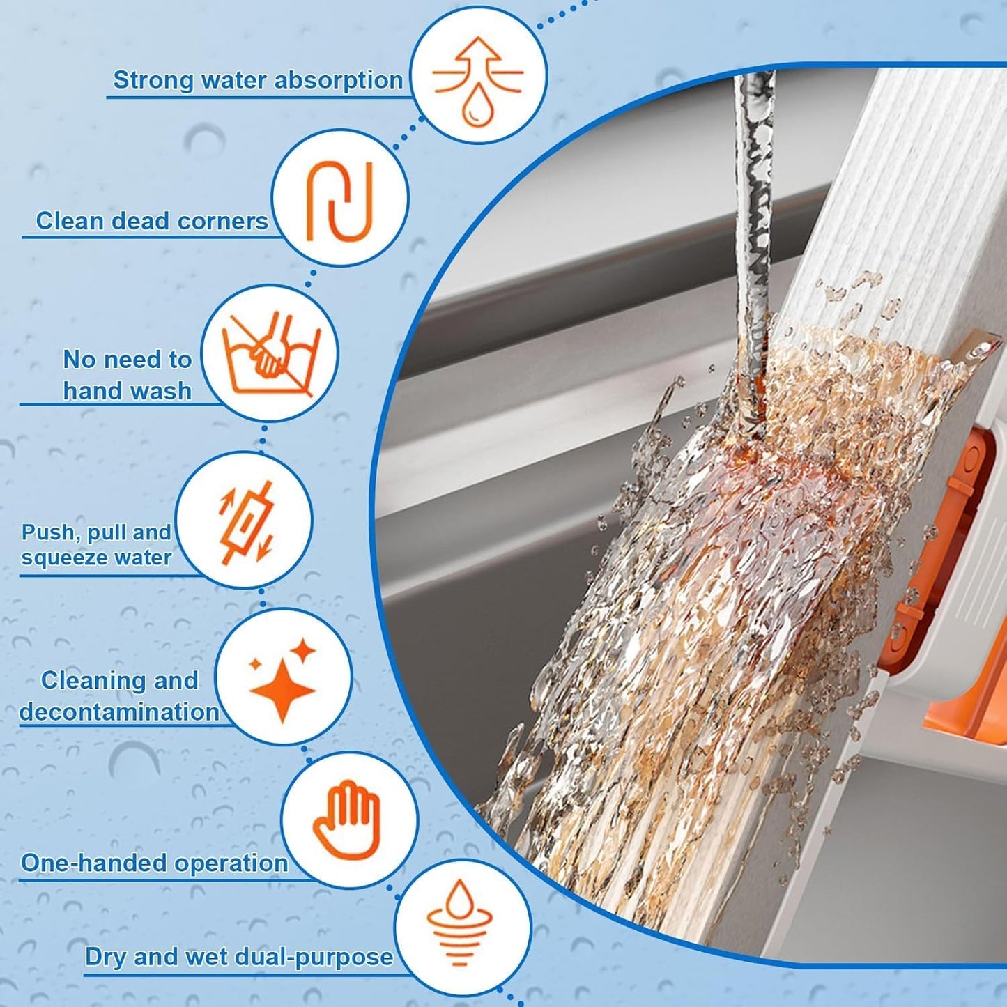 Foldable Water Absorbing Sponge Mop for Bathroom Kitchen Car Cleaning - Multi-Scene, Scratch-Free