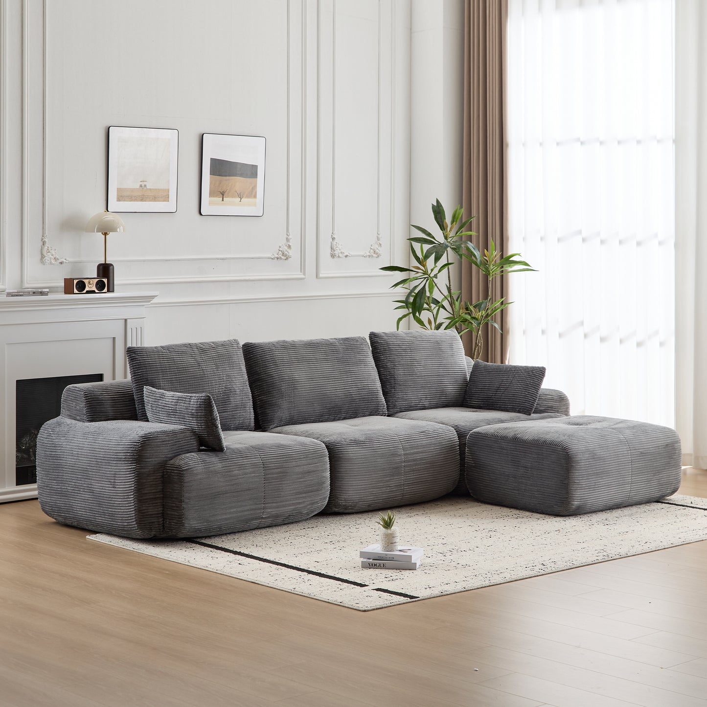 Modern Grey Memory Foam Sectional Sofa - Pet-Friendly Design