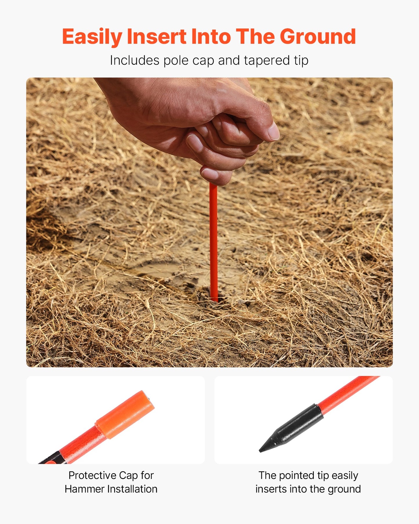Reflective Driveway Markers 48 Inch Snow Stakes Orange 200Pcs - Garden & Safety