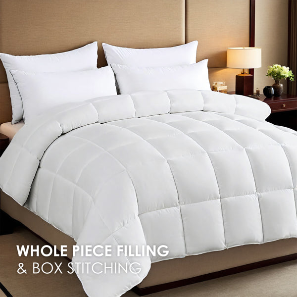 Large White Plaid Duvet Inserts - 2-Pack Soft & Comfortable