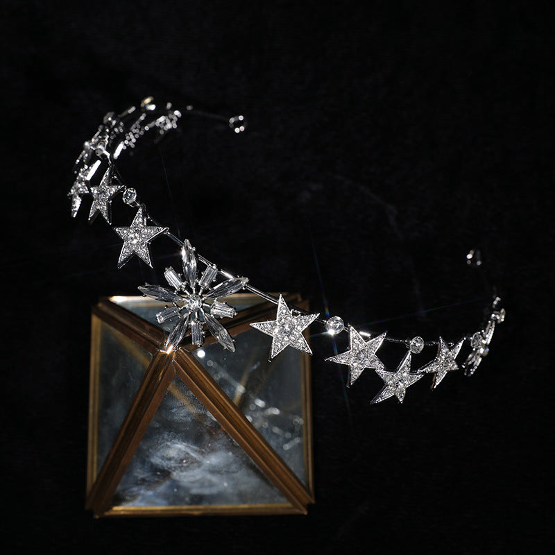 Crystal Crown Baroque Headband - White