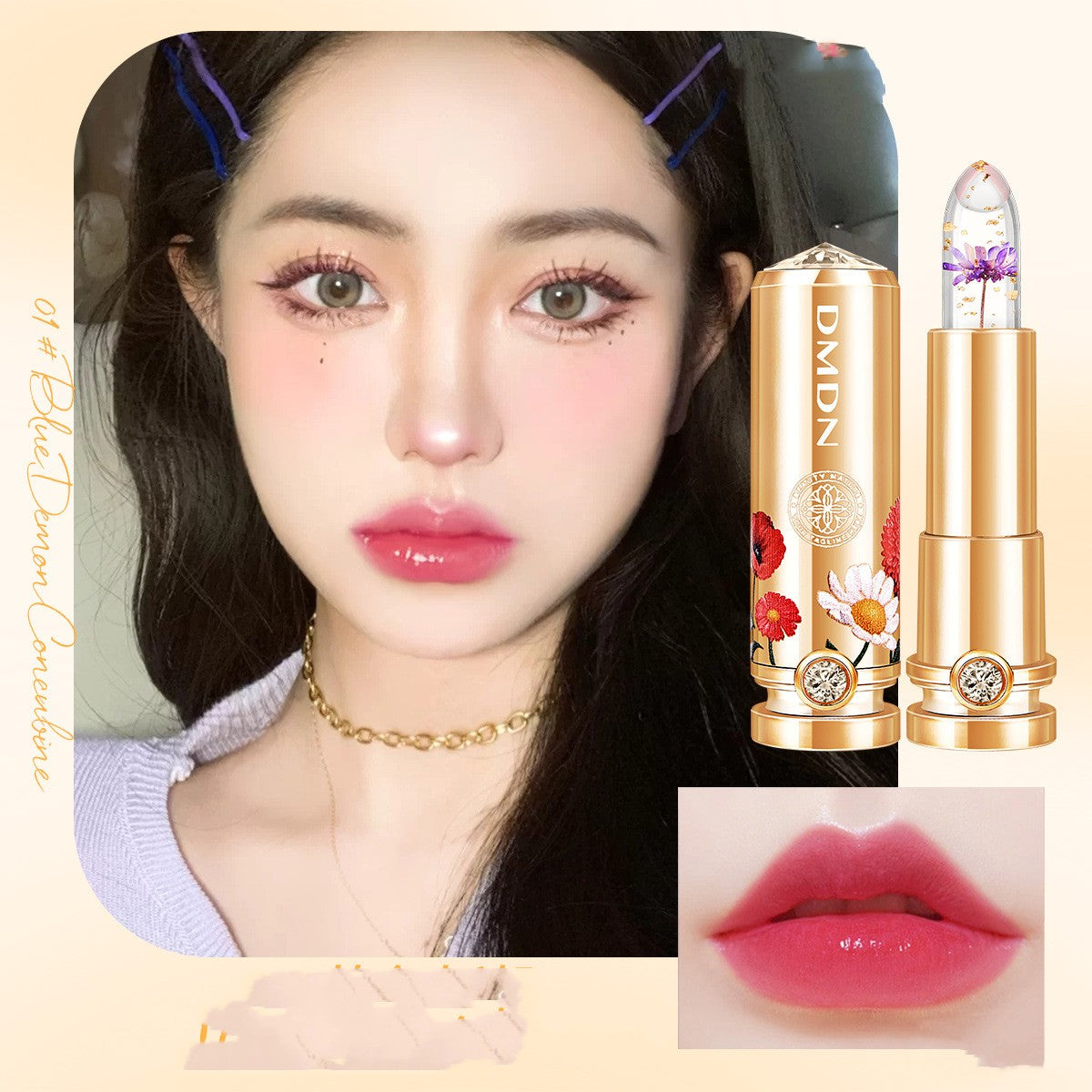 Temperature Change Lipstick with Gold Foil Effects - Moisturizing & Long-Lasting
