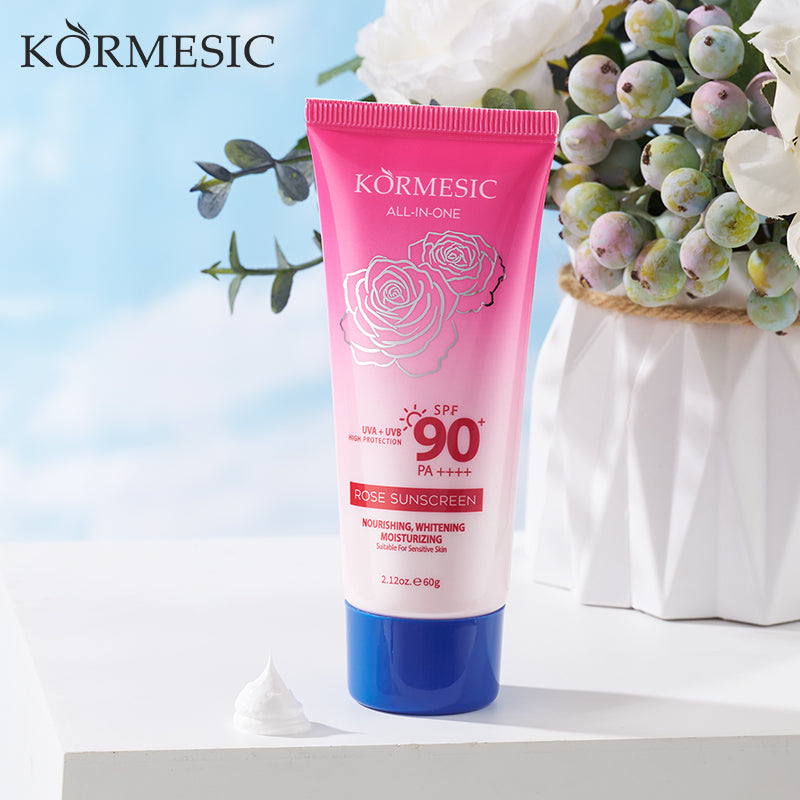 Rose Whitening Moisturizing Sunscreen for Face SPF 50+ - Hydrating & Brightening