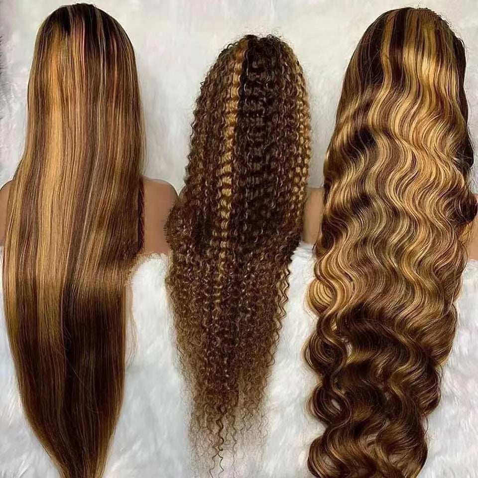 Black Gradient Big Wave Lace Front Wig for Women - Synthetic & Curly Styles