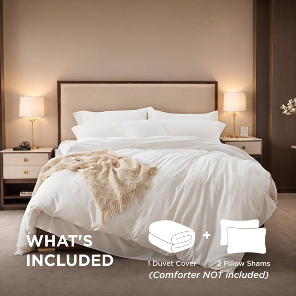 Oversized Microfiber Duvet Cover Set - White & Pink