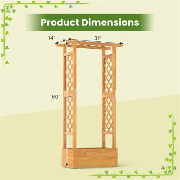 60-inch Elevated Wooden Garden Bed with Trellises and Roof Capacity Planter Box