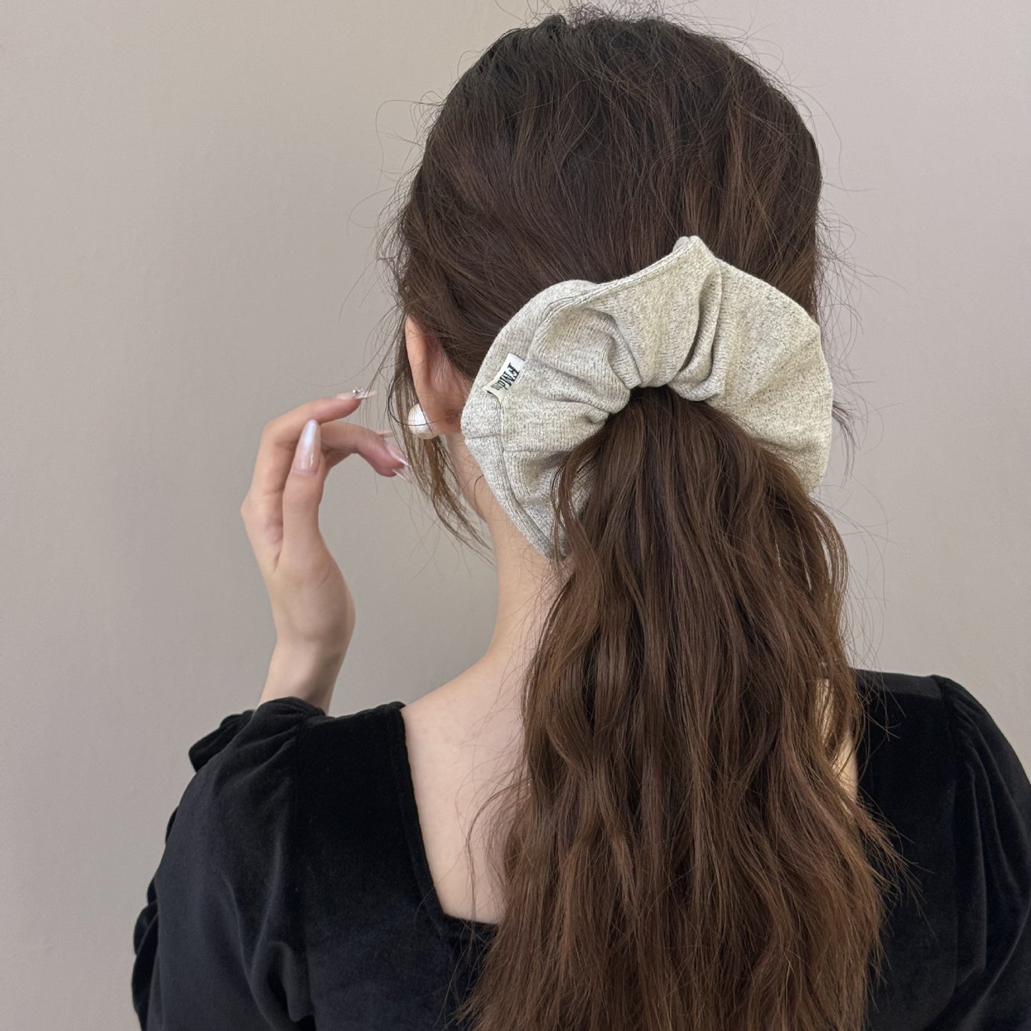 Korean Style Plush Hair Band for Women - Oat Gray Texture Woolen Hair Accessory