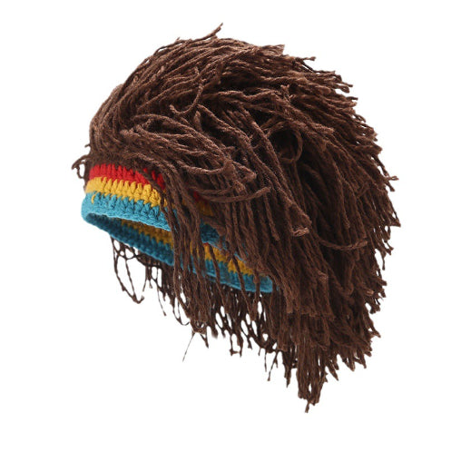 Reggae Rasta Hat with Dreadlocks Wig - Caribbean Style Wool Beret