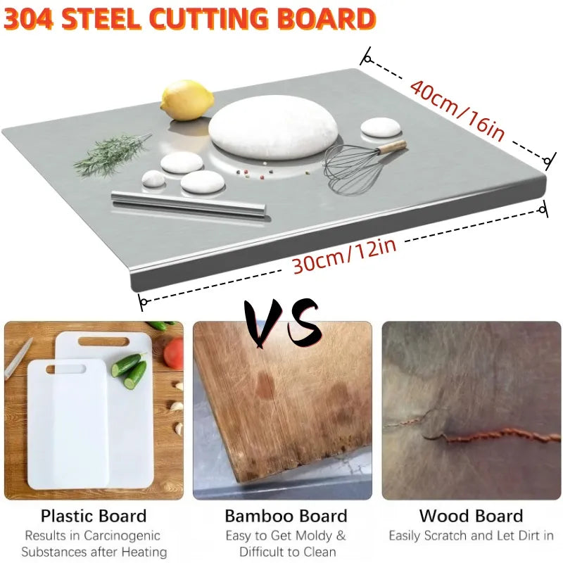 XXL Stainless Steel Cutting Board - Heavy-Duty & Anti-Slip