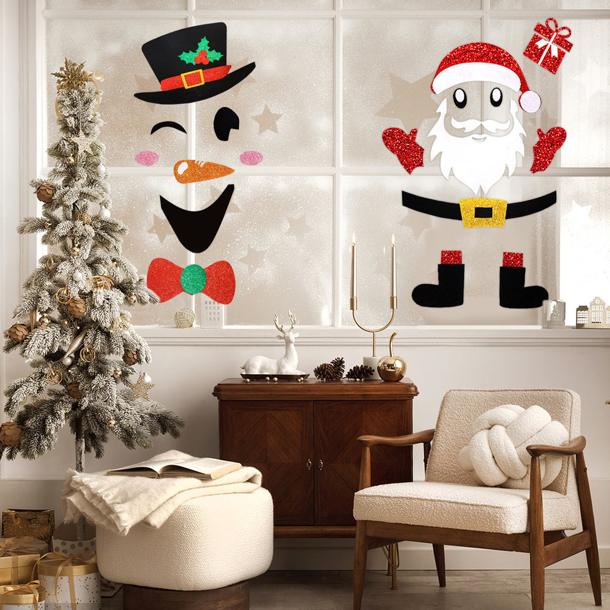 Christmas Door Stickers - Santa Claus & Snowman, 2 Packs