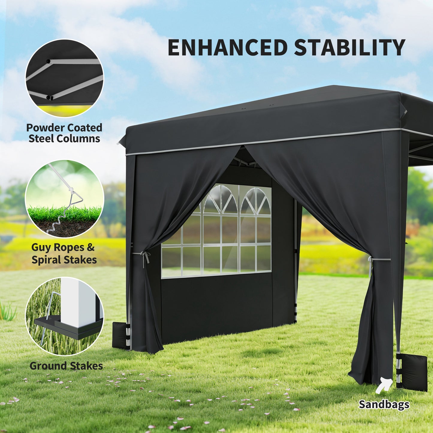 10x10 Pop Up Canopy Tent with Sidewalls - Black