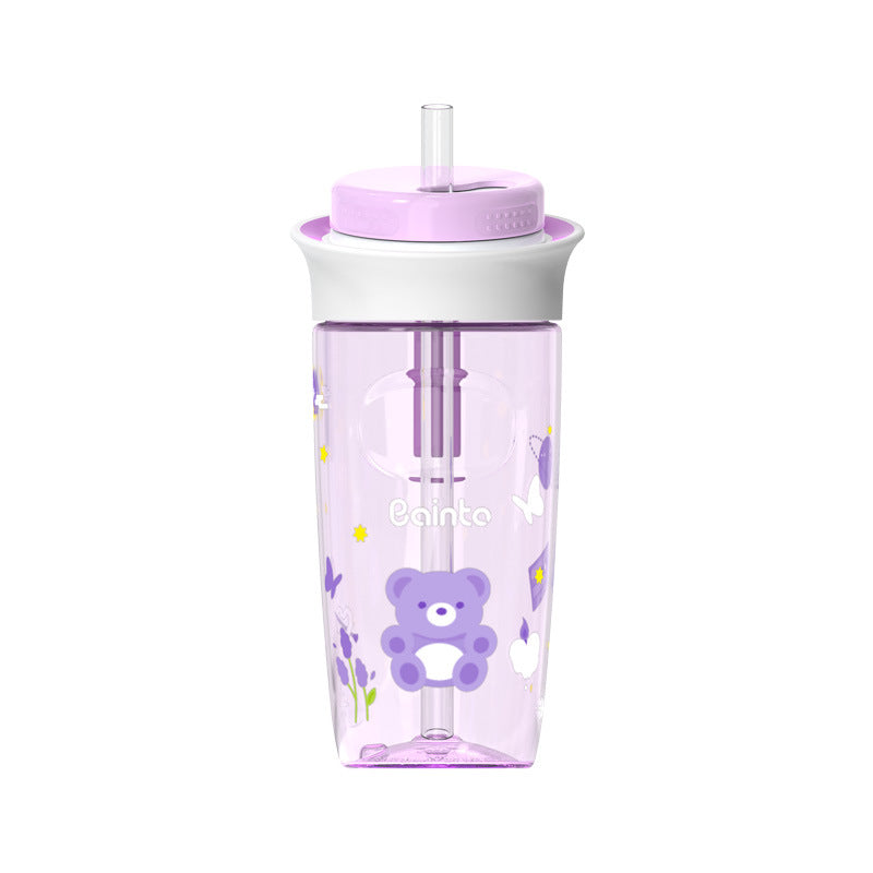 Large-Capacity Cartoon Drinkware with Straw and Handle - 520ml