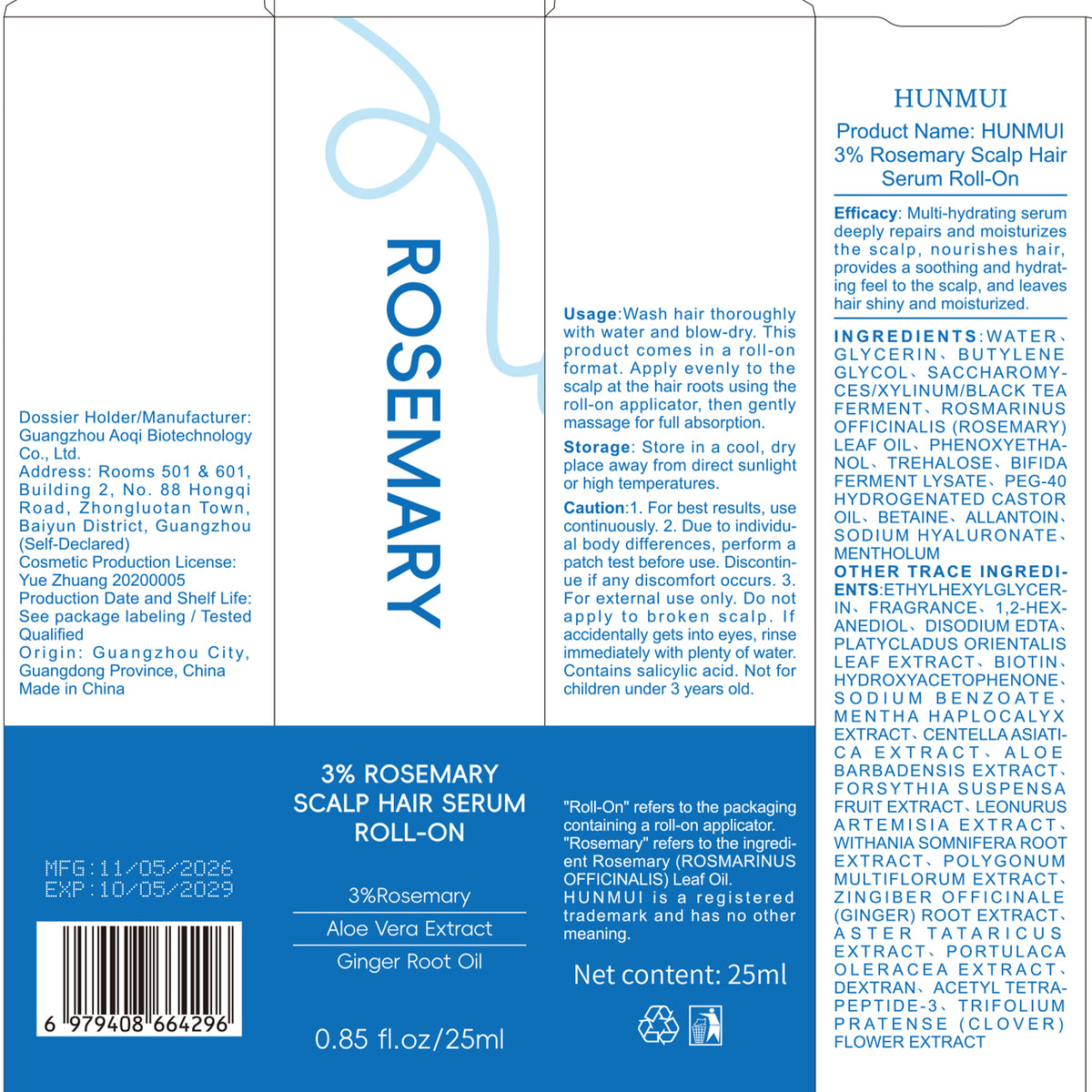 Rosemary Hair Essence Scalp Roller 25ml