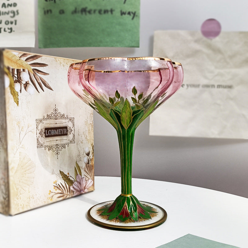 Vintage Crystal Wine Glass Set - Austria Champagne & Syllabub Cups, Flowers Style