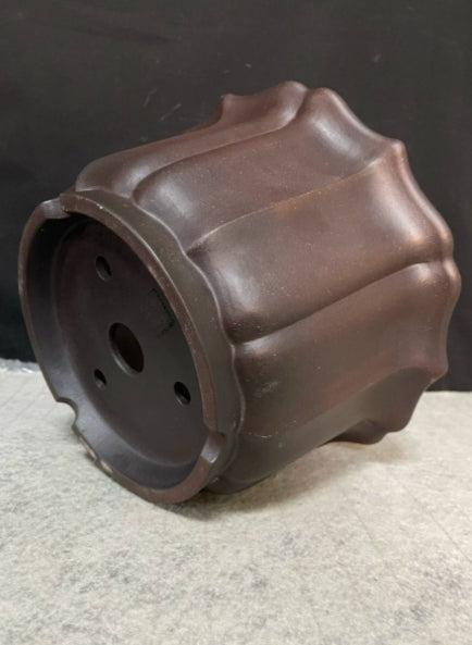 Purple Clay Flower Pot Floor-Standing Garden Planter 30x17cm Handmade