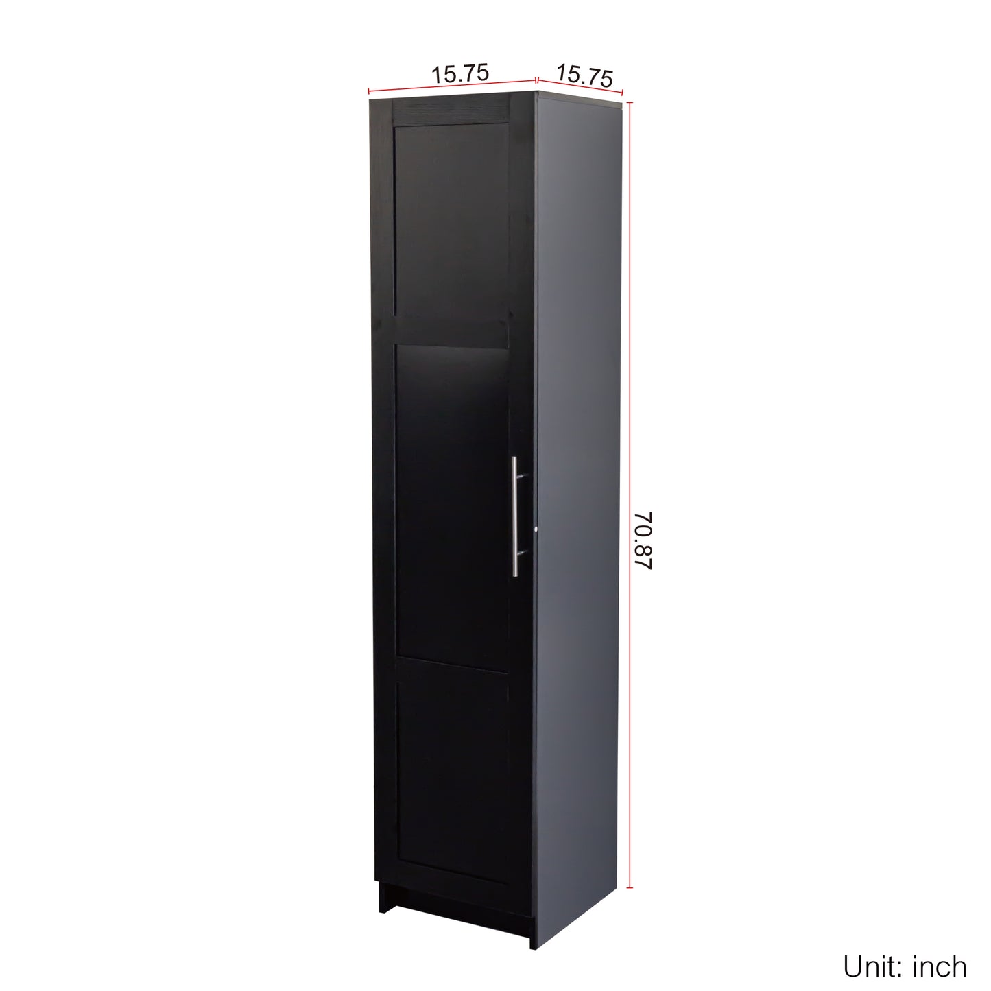 Stackable Wall Mounted Storage Cabinet - 15.75" D x 15.75" W x 70.87" H - Black
