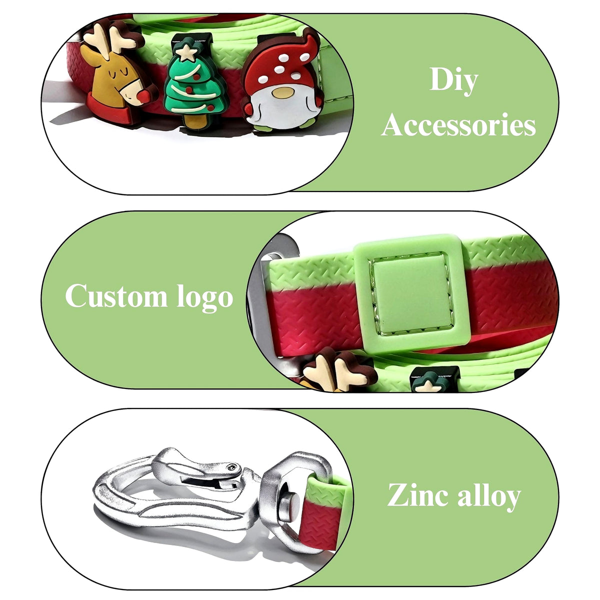 Dual-Color Embossed Pet Leash Set with DIY Accessories - Waterproof & Durable