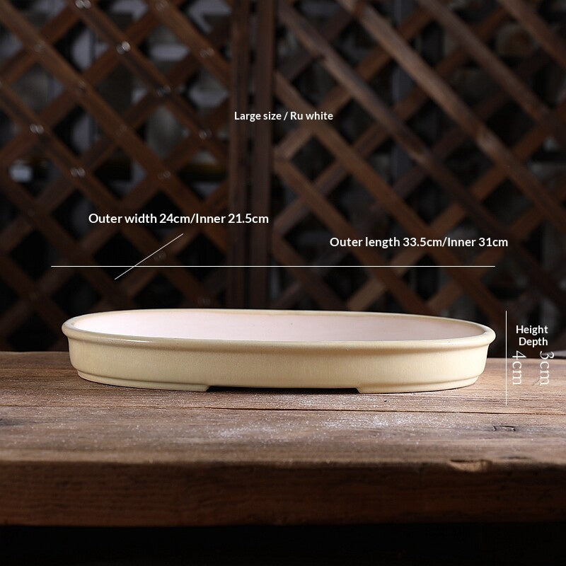Portable Oval Yixing Clay Flower Pot for Home & Garden