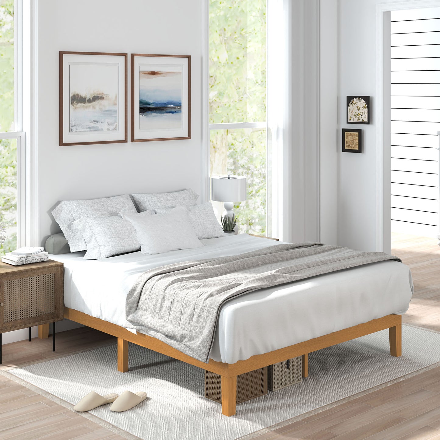 No Need For A Mattress Core. Wooden Platform Bed Frame, With Support