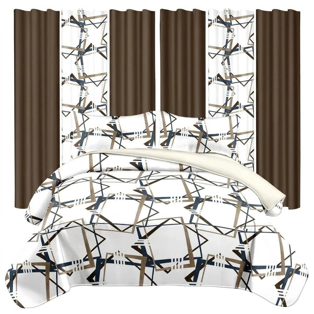 9-Piece Room In A Bag Quilt & Curtain Set - Geometric Design