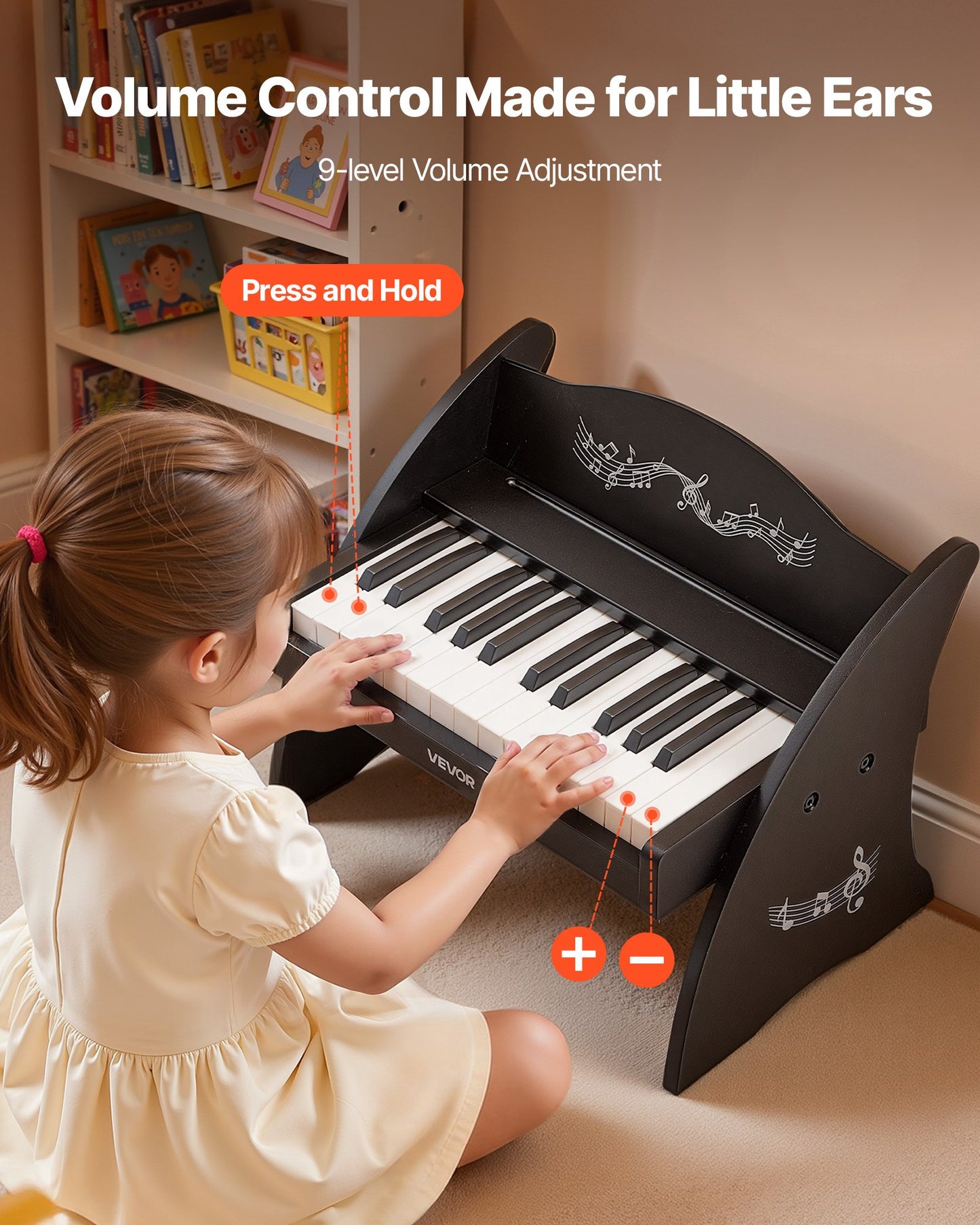 Kids Wooden Piano Keyboard - 25 Keys Educational Musical Toy for Toddlers