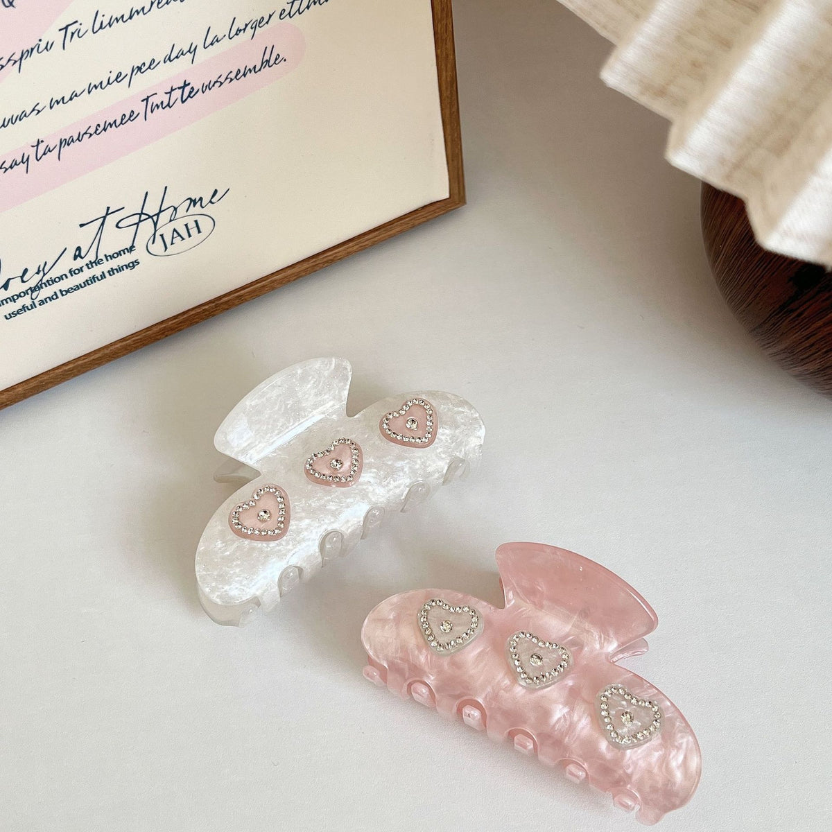 Korean Heart Hair Clip Sparkle Acetate
