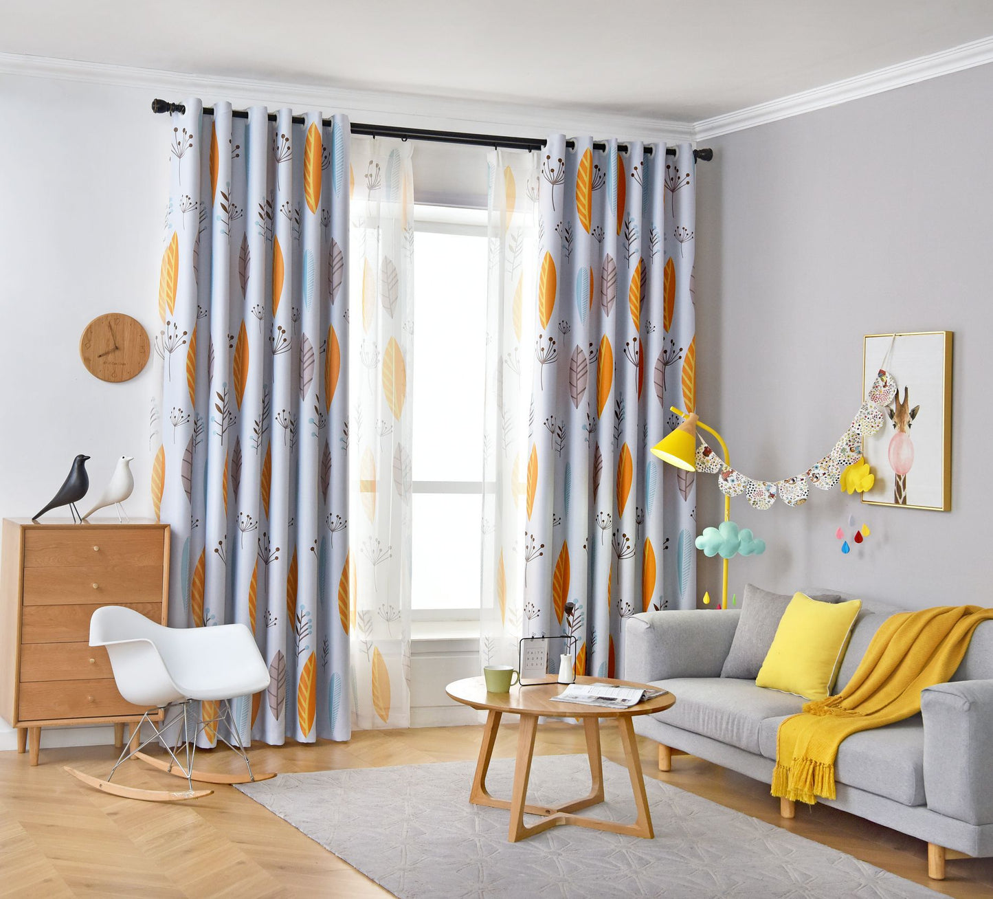 Nordic Style Leaf-Shading Curtain for Bedroom & Living Room - Modern Home Textile