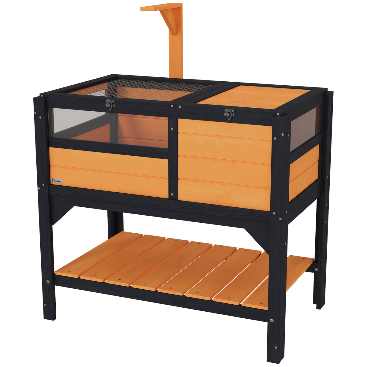 Pet Tortoise Habitat with Shelf Storage and Weather Protection - Indoor Use, Yellow