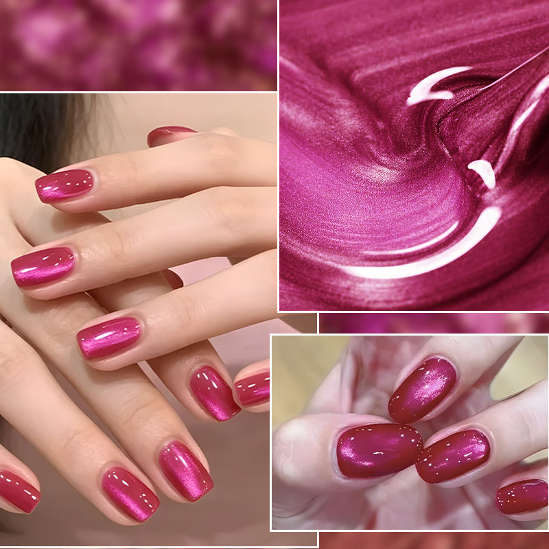 Cat Eye Gel Polish - 10ml Cherry Red Shimmer Magnetic Soak Off Nail Gel