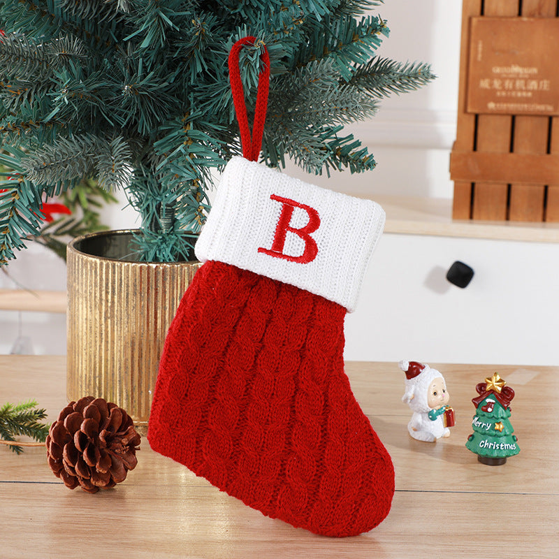 Christmas Stockings Decorative Wool Knitted Socks - Creative Tree Pendant