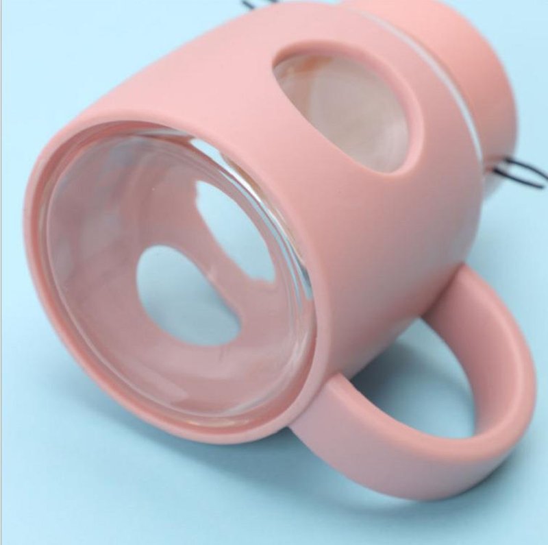 Creative Glass Portable Mug - Cute Gray Drinkware for Kitchen & Home