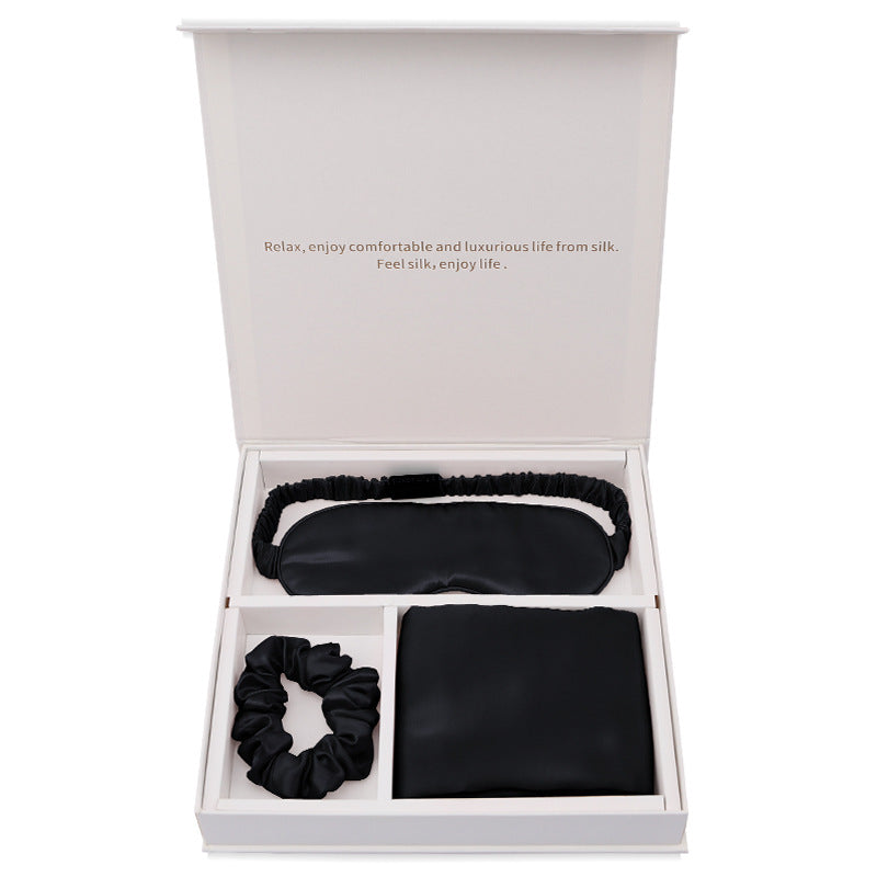 Silk Eye Mask Pillowcase Set with Hair Band - Sleep & Relaxation Gift Box