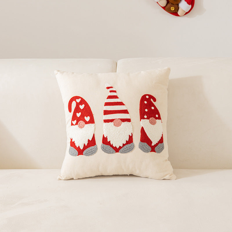 Christmas Embroidery Pillow Cover Holiday Home Decor 45x45cm