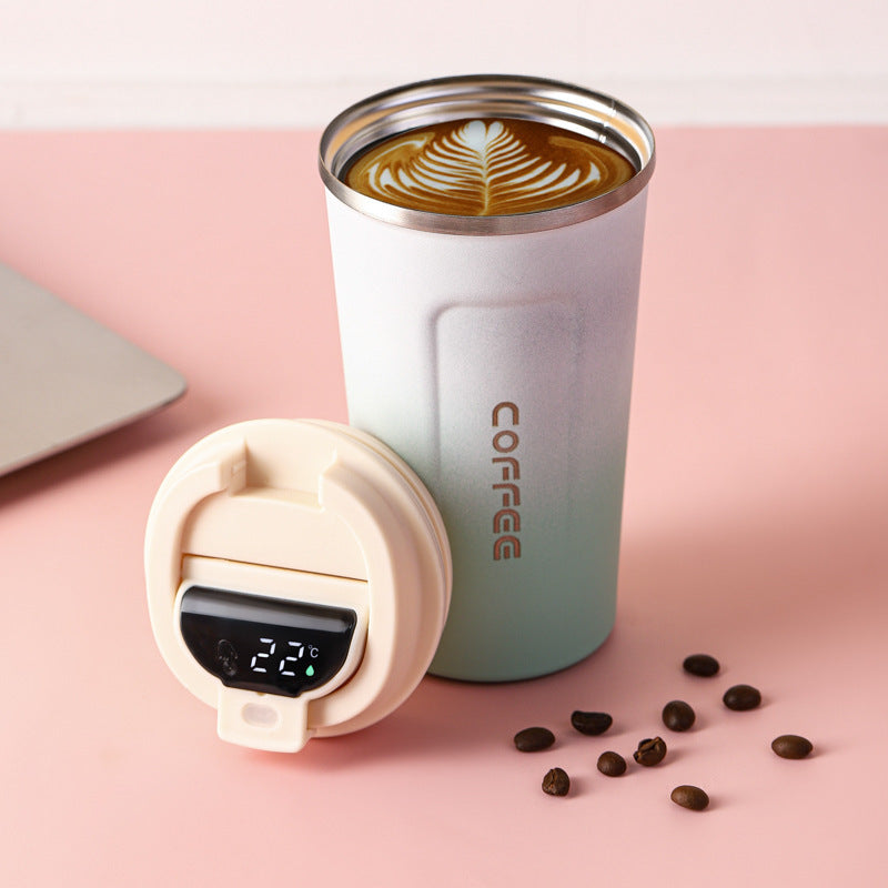 Stainless Steel Double-Layer Vacuum Coffee Cup with Straw - Outdoor & Travel