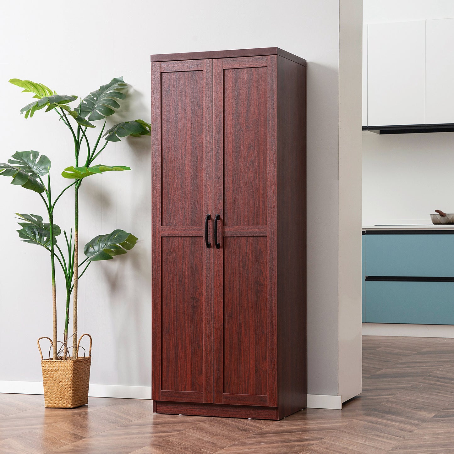 63" Freestanding Kitchen Pantry Cabinet with 5-Tier Shelving - Espresso